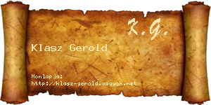 Klasz Gerold névjegykártya
